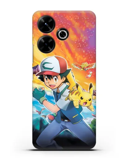 Чехол аниме Покемон - Эш силиконовый для Xiaomi Poco M6