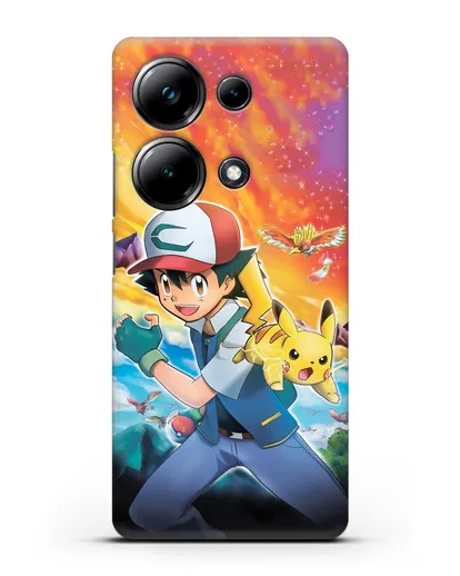 Чехол аниме Покемон - Эш силиконовый для Xiaomi Poco M6 Pro