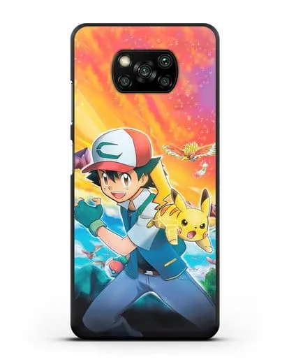 Чехол аниме Покемон - Эш силиконовый для Xiaomi Poco X3