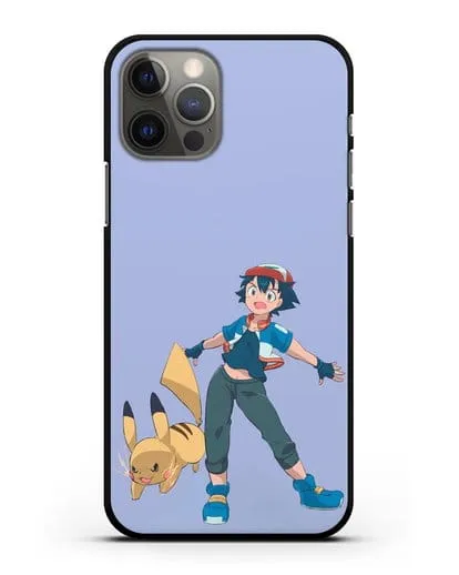 Чехол аниме Покемон - Эш и Пикачу силиконовый для iPhone 12 Pro