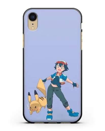 Чехол аниме Покемон - Эш и Пикачу силиконовый для iPhone XR