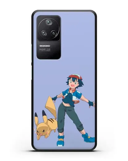 Чехол аниме Покемон - Эш и Пикачу силиконовый для Xiaomi Poco F4