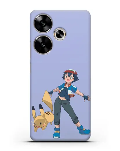 Чехол аниме Покемон - Эш и Пикачу силиконовый для Xiaomi Poco F6