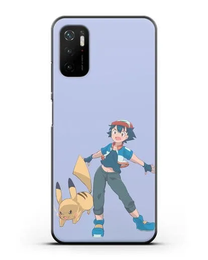 Чехол аниме Покемон - Эш и Пикачу силиконовый для Xiaomi Poco M3 Pro