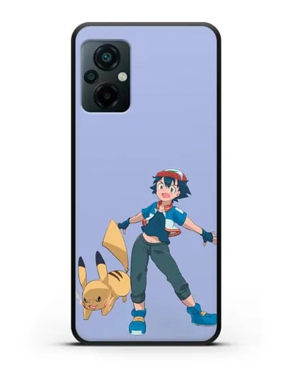 Чехол аниме Покемон - Эш и Пикачу силиконовый для Xiaomi Poco M5