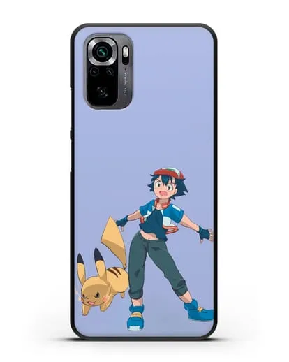 Чехол аниме Покемон - Эш и Пикачу силиконовый для Xiaomi Poco M5s