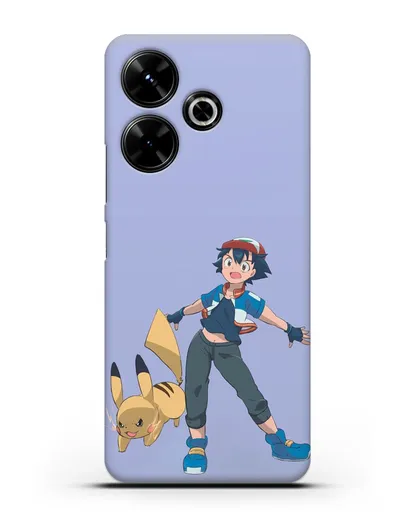 Чехол аниме Покемон - Эш и Пикачу силиконовый для Xiaomi Poco M6