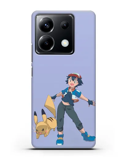 Чехол аниме Покемон - Эш и Пикачу силиконовый для Xiaomi Poco X6