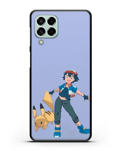 Чехол аниме Покемон - Эш и Пикачу силиконовый для Samsung Galaxy M53 [SM-M536]