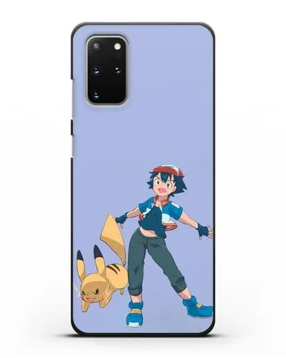 Чехол аниме Покемон - Эш и Пикачу силиконовый для Samsung Galaxy S20 Plus [SM-G985F]