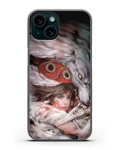 Чехол аниме Принцесса Мононоке - Защитница леса Мононоке силиконовый для iPhone 15