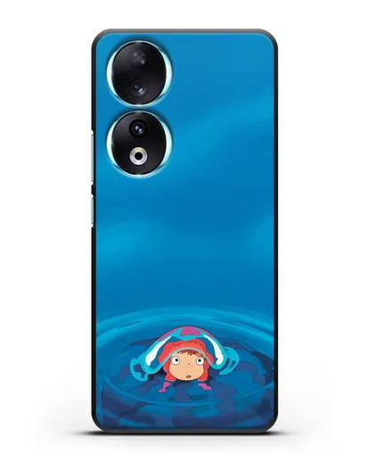 Чехол аниме Рыбка Поньо на утёсе - Осторожная Поньо силиконовый для Honor 90