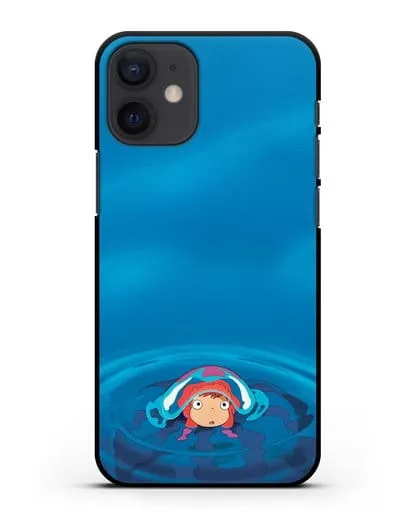 Чехол аниме Рыбка Поньо на утёсе - Осторожная Поньо силиконовый для iPhone 12 mini