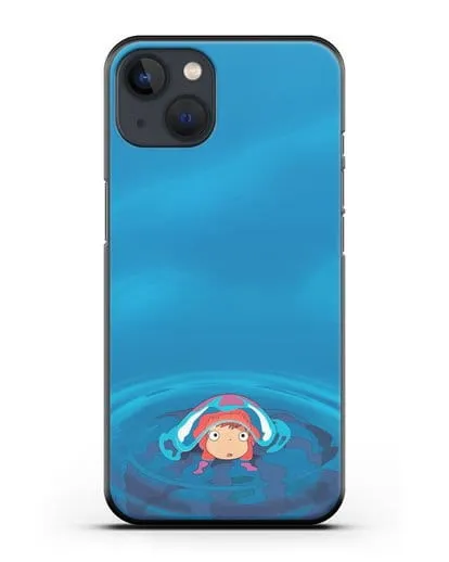Чехол аниме Рыбка Поньо на утёсе - Осторожная Поньо силиконовый для iPhone 13 Mini