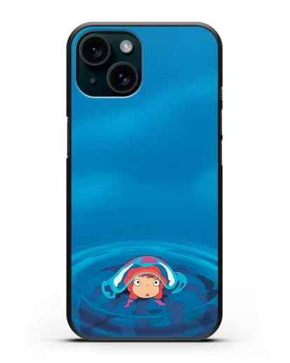 Чехол аниме Рыбка Поньо на утёсе - Осторожная Поньо силиконовый для iPhone 15