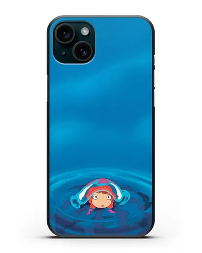 Чехол аниме Рыбка Поньо на утёсе - Осторожная Поньо силиконовый для iPhone 15 Plus