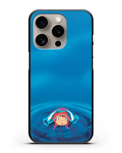 Чехол аниме Рыбка Поньо на утёсе - Осторожная Поньо силиконовый для iPhone 15 Pro