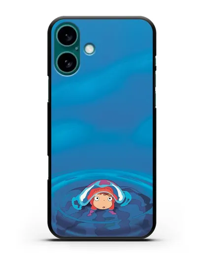 Чехол аниме Рыбка Поньо на утёсе - Осторожная Поньо силиконовый для iPhone 16 Plus