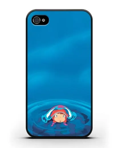 Чехол аниме Рыбка Поньо на утёсе - Осторожная Поньо силиконовый для iPhone 4/4s