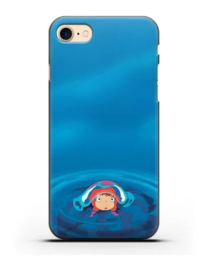 Чехол аниме Рыбка Поньо на утёсе - Осторожная Поньо силиконовый для iPhone 8