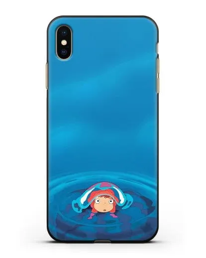 Чехол аниме Рыбка Поньо на утёсе - Осторожная Поньо силиконовый для iPhone XS Max