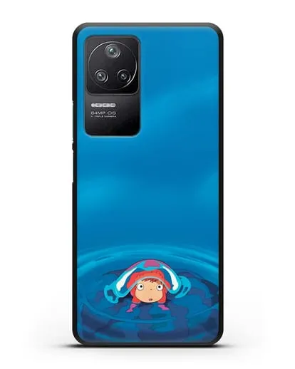 Чехол аниме Рыбка Поньо на утёсе - Осторожная Поньо силиконовый для Xiaomi Poco F4