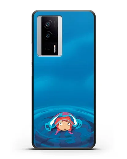 Чехол аниме Рыбка Поньо на утёсе - Осторожная Поньо силиконовый для Xiaomi Poco F5 Pro