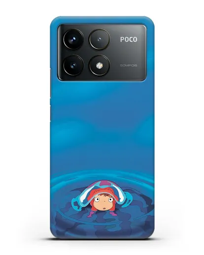 Чехол аниме Рыбка Поньо на утёсе - Осторожная Поньо силиконовый для Xiaomi Poco F6 Pro