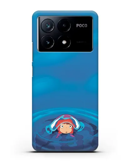 Чехол аниме Рыбка Поньо на утёсе - Осторожная Поньо силиконовый для Xiaomi Poco X6 Pro