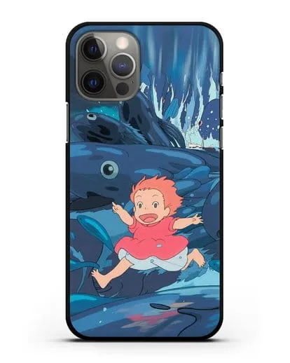 Чехол аниме Рыбка Поньо на утёсе - Поньо бегущая по морю силиконовый для iPhone 12 Pro