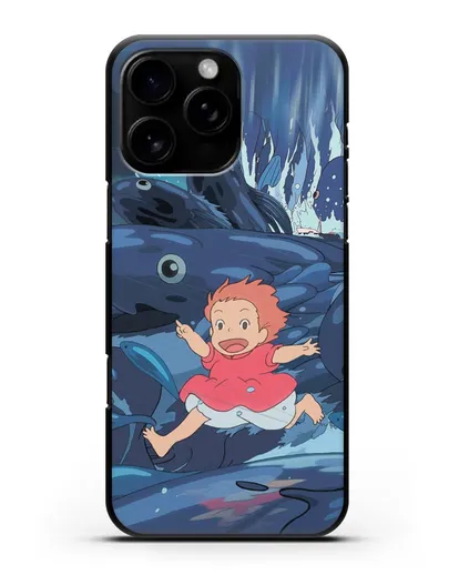 Чехол аниме Рыбка Поньо на утёсе - Поньо бегущая по морю силиконовый для iPhone 16 Pro Max