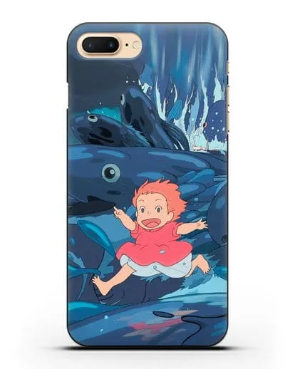 Чехол аниме Рыбка Поньо на утёсе - Поньо бегущая по морю силиконовый для iPhone 8 Plus