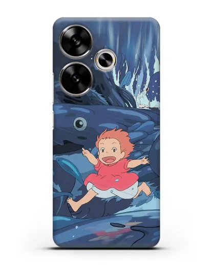 Чехол аниме Рыбка Поньо на утёсе - Поньо бегущая по морю силиконовый для Xiaomi Poco F6