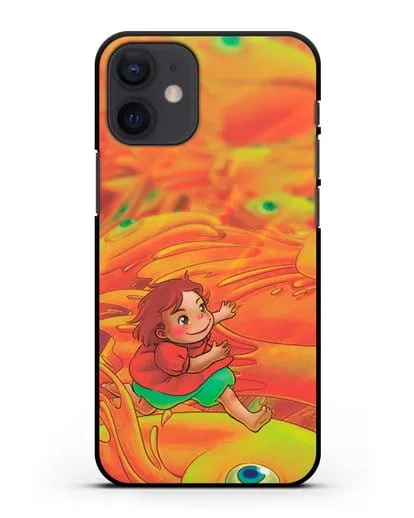 Чехол аниме Рыбка Поньо на утёсе - Поньо и золотые рыбки силиконовый для iPhone 12 mini