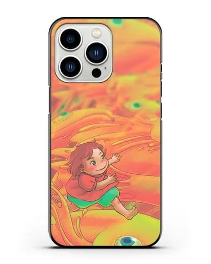 Чехол аниме Рыбка Поньо на утёсе - Поньо и золотые рыбки силиконовый для iPhone 13 Pro