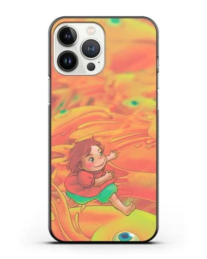 Чехол аниме Рыбка Поньо на утёсе - Поньо и золотые рыбки силиконовый для iPhone 13 Pro Max