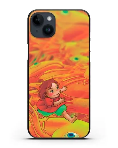 Чехол аниме Рыбка Поньо на утёсе - Поньо и золотые рыбки силиконовый для iPhone 14 Plus