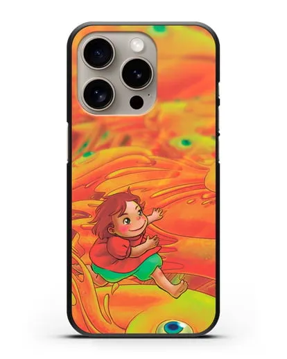 Чехол аниме Рыбка Поньо на утёсе - Поньо и золотые рыбки силиконовый для iPhone 15 Pro