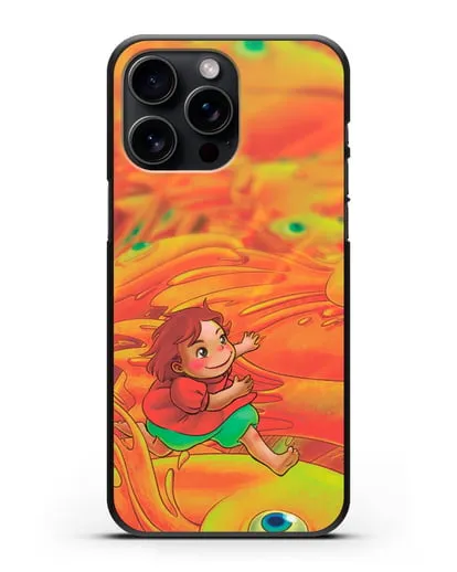 Чехол аниме Рыбка Поньо на утёсе - Поньо и золотые рыбки силиконовый для iPhone 15 Pro Max