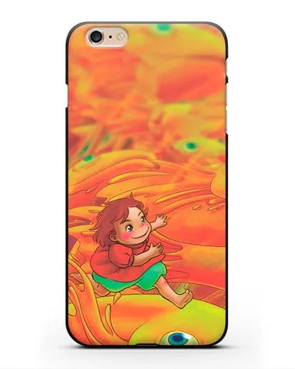 Чехол аниме Рыбка Поньо на утёсе - Поньо и золотые рыбки силиконовый для iPhone 6 Plus