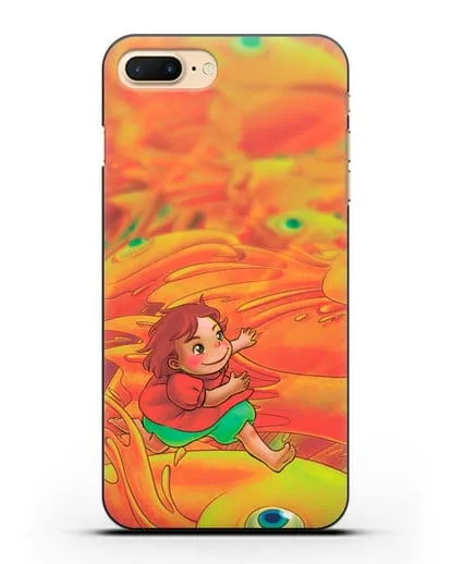 Чехол аниме Рыбка Поньо на утёсе - Поньо и золотые рыбки силиконовый для iPhone 8 Plus