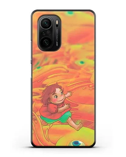 Чехол аниме Рыбка Поньо на утёсе - Поньо и золотые рыбки силиконовый для Xiaomi Poco F3