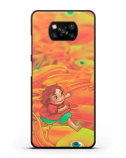 Чехол аниме Рыбка Поньо на утёсе - Поньо и золотые рыбки силиконовый для Xiaomi Poco X3