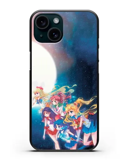 Чехол аниме Сейлор Мун - Команда Сейлор Мун силиконовый для iPhone 15