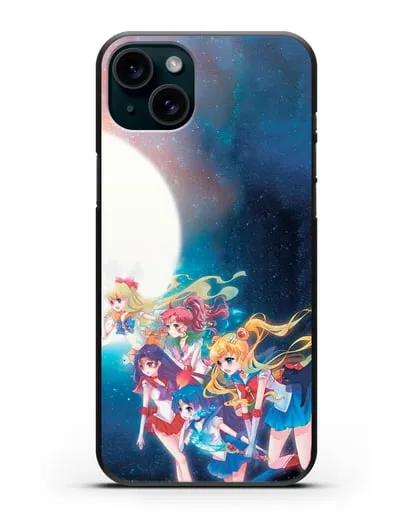 Чехол аниме Сейлор Мун - Команда Сейлор Мун силиконовый для iPhone 15 Plus