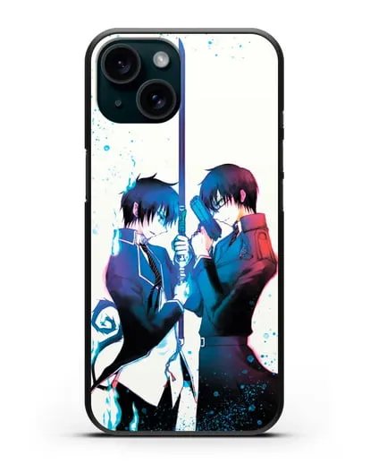 Чехол аниме Синий экзорцист - Братья-экзорцисты силиконовый для iPhone 15