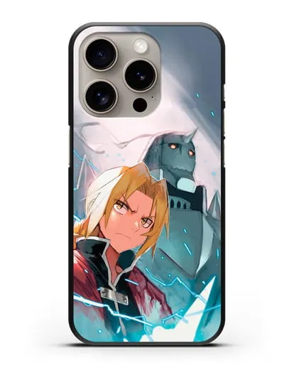 Чехол аниме Ходячий замок - Эдвард и Альфонс силиконовый для iPhone 15 Pro