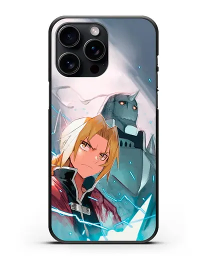 Чехол аниме Ходячий замок - Эдвард и Альфонс силиконовый для iPhone 15 Pro Max