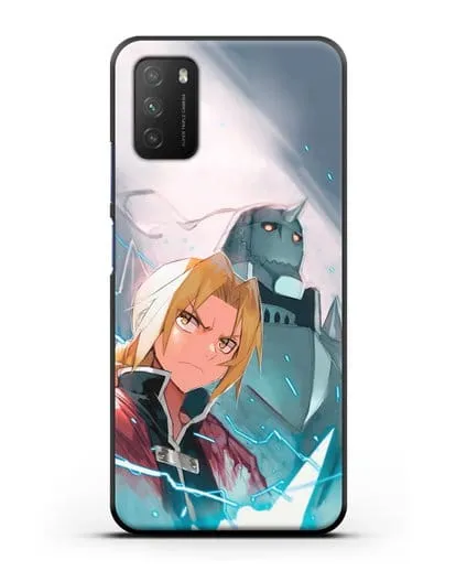 Чехол аниме Ходячий замок - Эдвард и Альфонс силиконовый для Xiaomi Poco M3