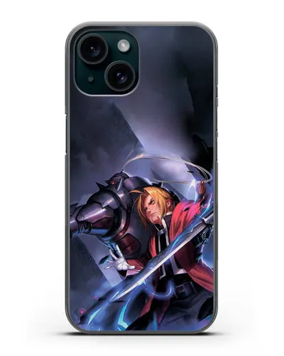 Чехол аниме Ходячий замок - Эдвард и Ал в бою силиконовый для iPhone 15